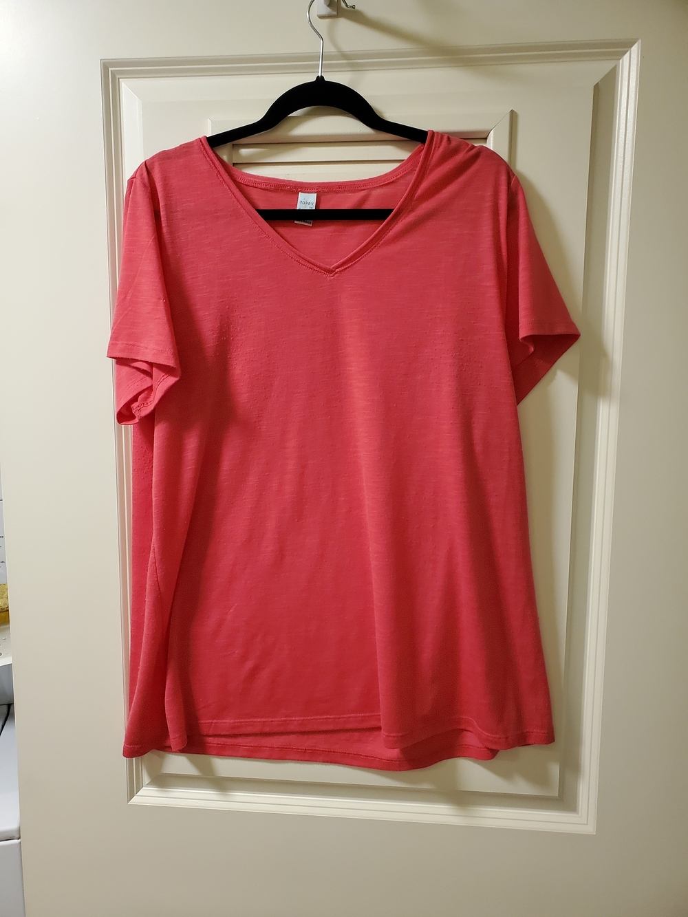 Women's V-Neck Short Sleeve Tee - Coral